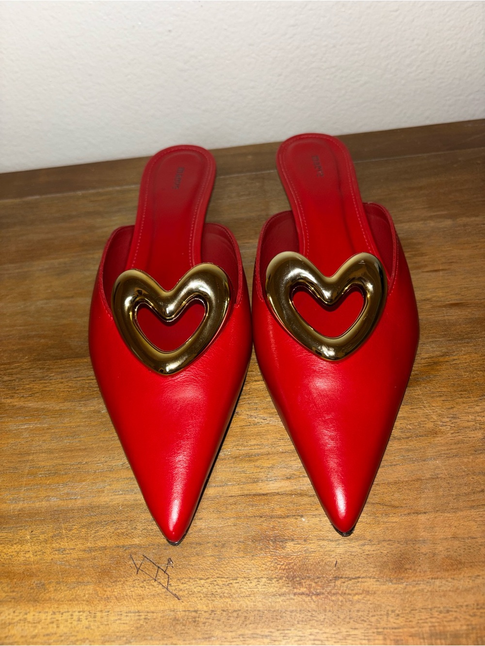 Maeve Heart Mule Heels, Size 37, US 6 - 6 1/2 , Retail $170.00, Color: Red - Picture 4 of 8